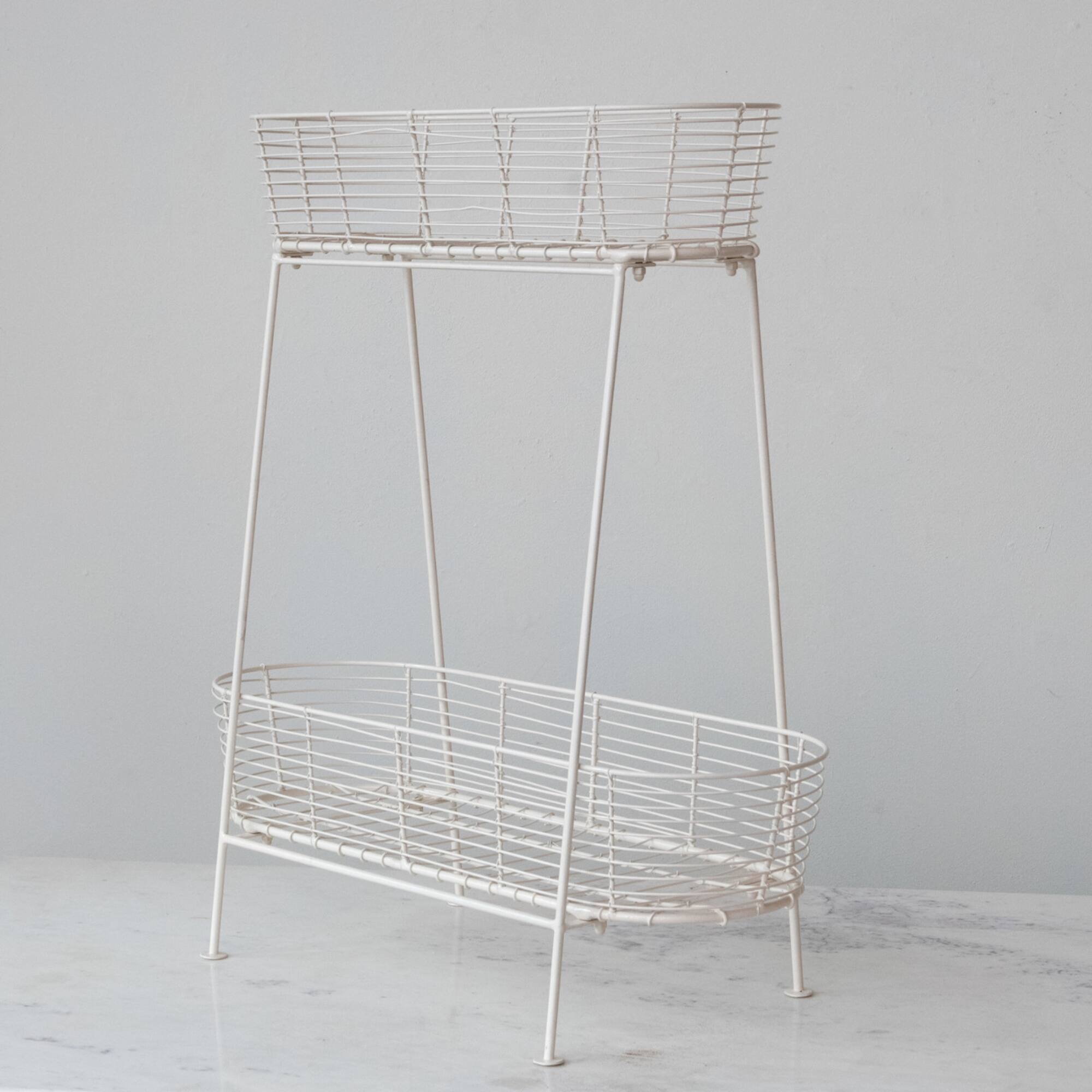 Serenity Metal Wire Plant Stand, Cream